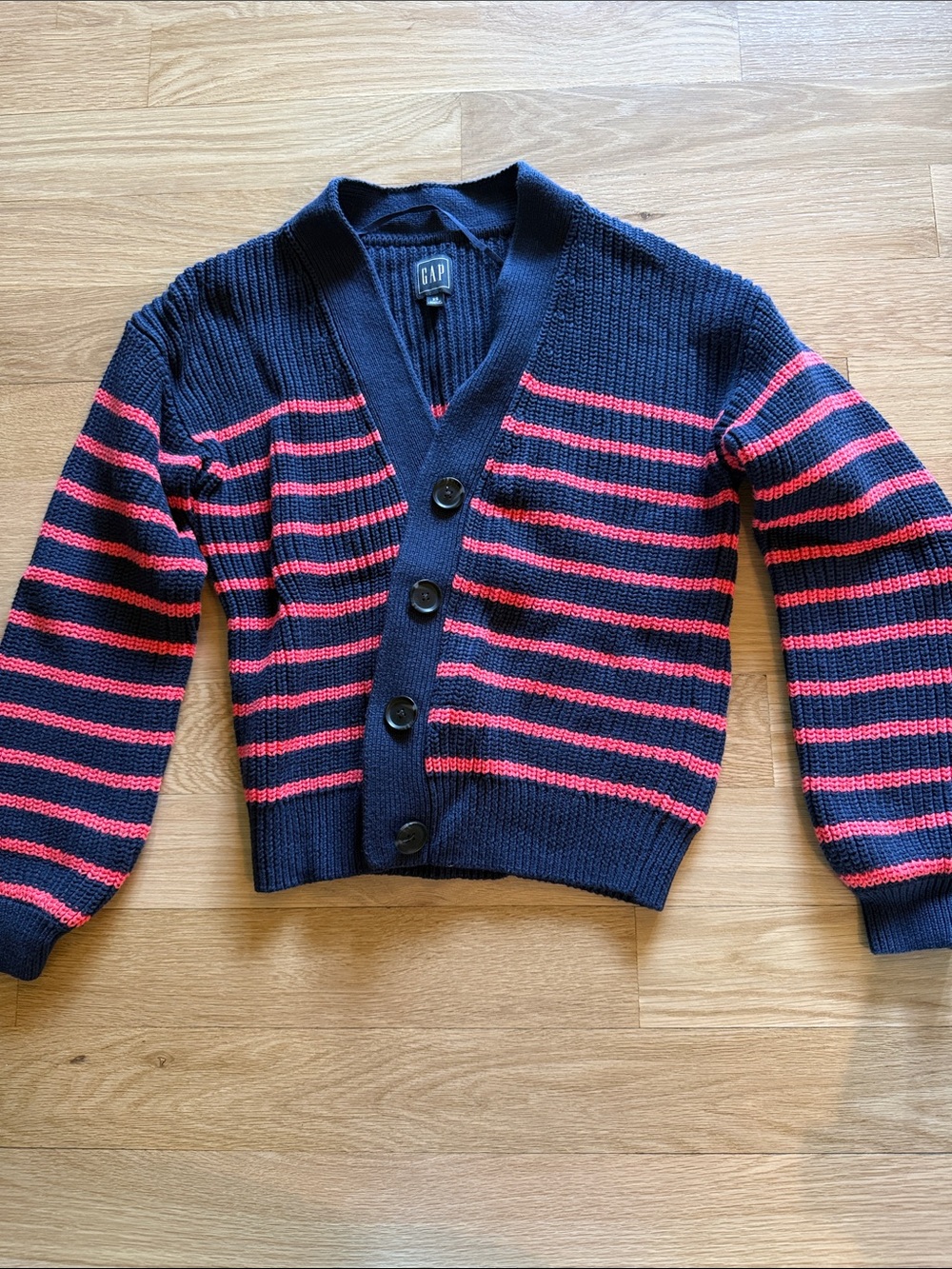 GAP Navy Cardigan with Pink Stripes